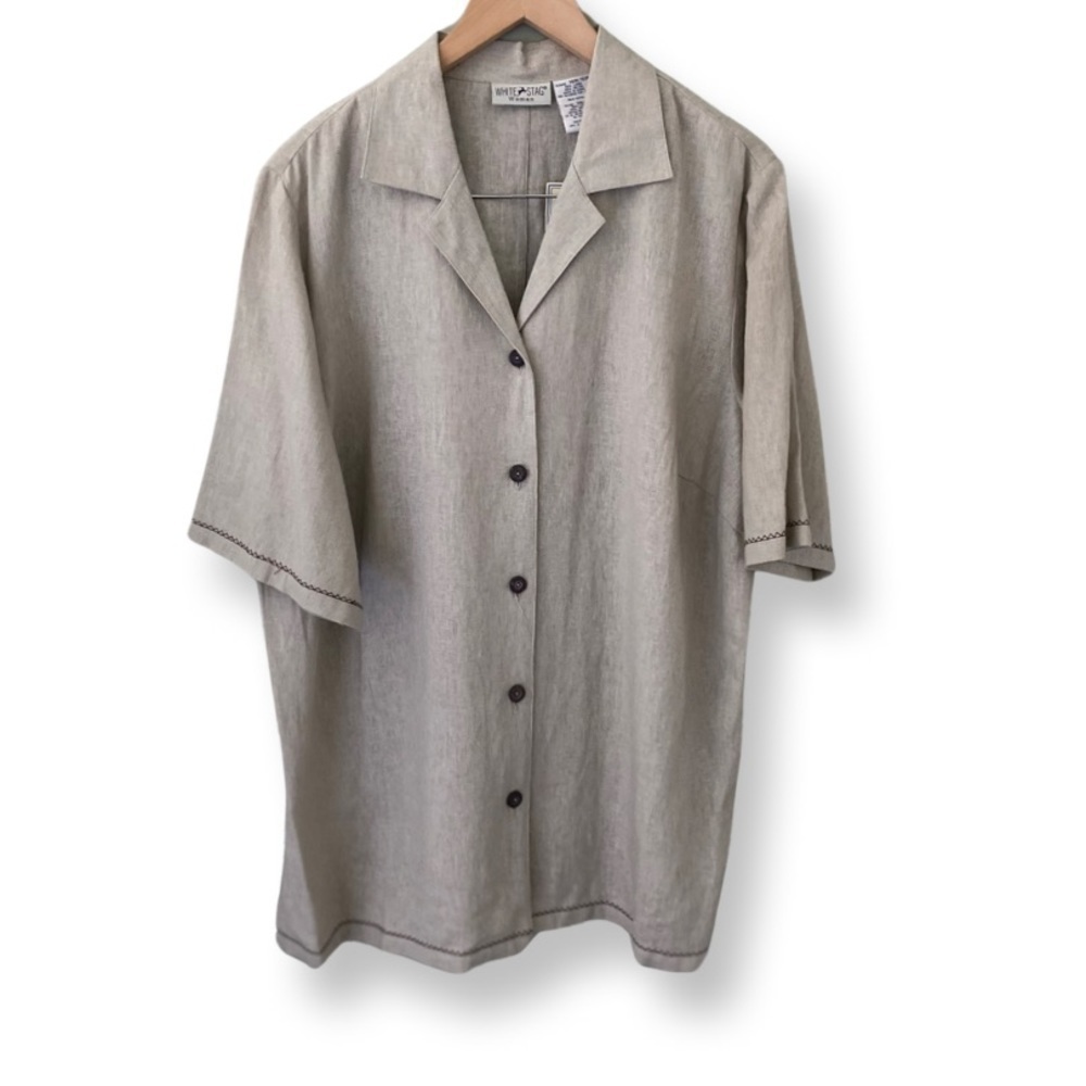 NWT Women's White Stag Linen Blend Elbow Tunic Size 14W/16W